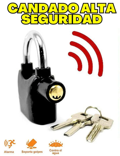 CANDADO ANTIRROBO CON ALARMA 🌟