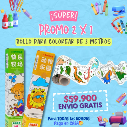 OFERTA 2X1, ROLLO PARA COLOREAR DE 3 METROS🥳