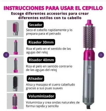 Cepillo Multifuncional 5 funciones en 1 - PEINADOS PERFECTOS