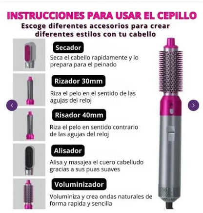 Cepillo Multifuncional 5 funciones en 1 - PEINADOS PERFECTOS